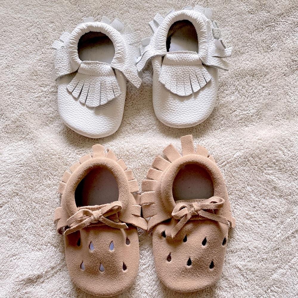 NWOT Bundle of baby leather moccasins 6-12m